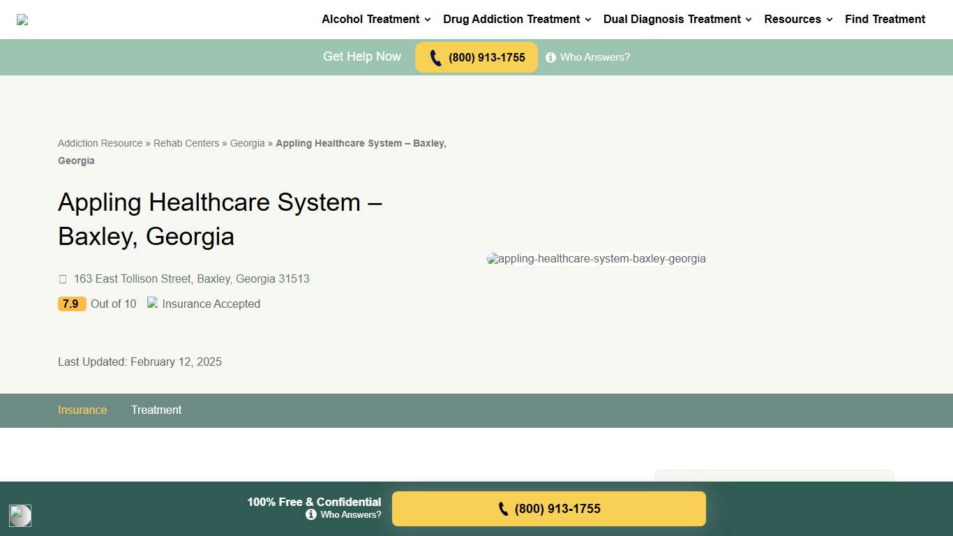 Appling Healthcare System - Baxley, Georgia - Addiction Resource