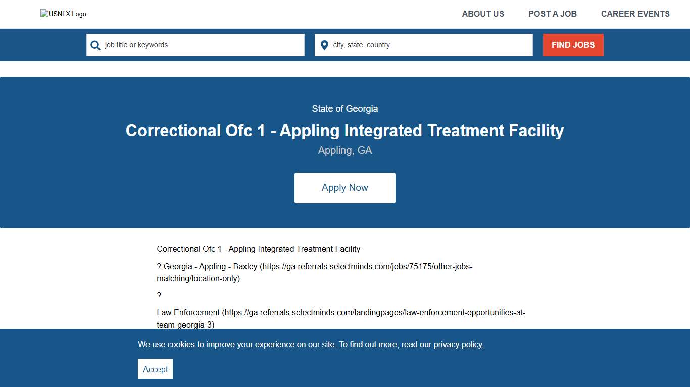 Correctional Ofc 1 - Appling Integrated Treatment Facility at State of Georgia | US National Labor Exchange